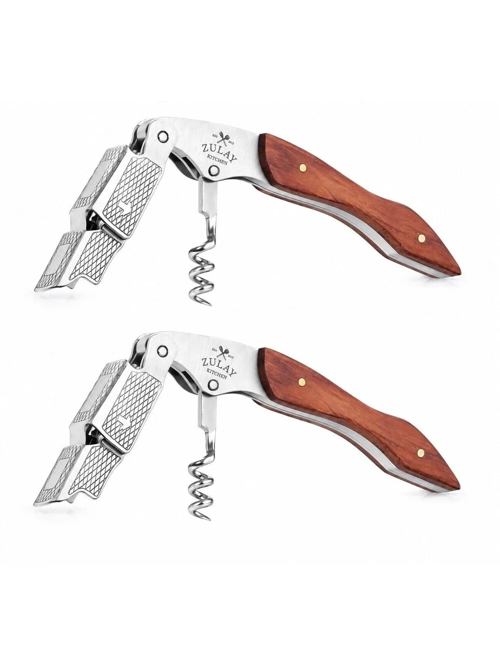 2-Pack Zulay Kitchen Wine Key Corkscrew Bottle Opener Rosewood Waiter’s Tool